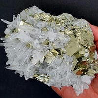 7973fa55-92f7-5fca-9284-74f9b1296573-1.jpg Large Quartz Cluster with Pyrite – 1035g | Huanzala Mine, Peru