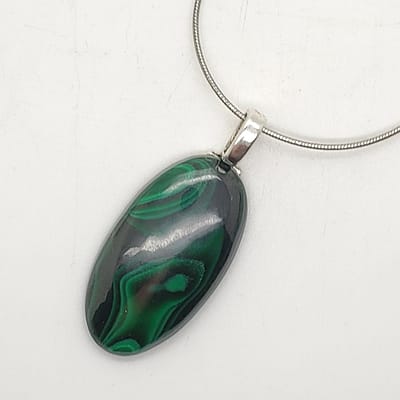 7cdda86b-2ffa-5ab4-9e4e-1aa97d90b71e.jpg Dark Malachite Cabochon Gemstone Pendant