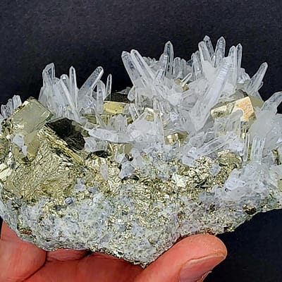 072c82d4-4cb6-5ada-919f-2d215c47fa22-1.jpg Large Quartz Cluster with Pyrite – 1035g | Huanzala Mine, Peru