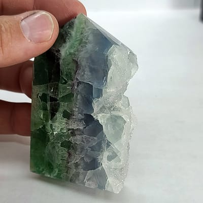 301635c3-8e9f-50f6-94a2-018c524b79e1.jpg Rainbow Fluorite Polished Point Slab – With Natural “Live Edge” Druzy 🌈✨ | #1911