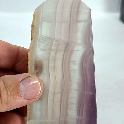 765217a9-d9d9-5e10-a8cd-aac5e8c092d9.jpg Rainbow Fluorite Polished Point Slab – With Natural “Live Edge” Druzy 🌈✨ | #1877