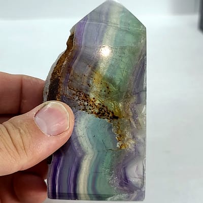 a04ed5d4-aaf2-54ab-8f3b-80844b20ab85.jpg Rainbow Fluorite Polished Point Slab – With Natural “Live Edge” Druzy 🌈✨ | #1897
