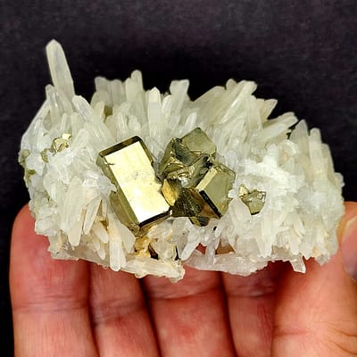 df5d5d50-eb10-57ad-8cc2-62cd1154bd50.jpg Small Quartz Cluster with Pyrite – 195g | Huanzala Mine, Peru ✨
