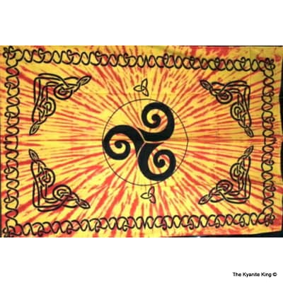 6cfda2f7-bc52-5110-919a-47d25d2c16f2.jpg Tie Dye Celtic Trinity Spiral Tapestry -Yellow
