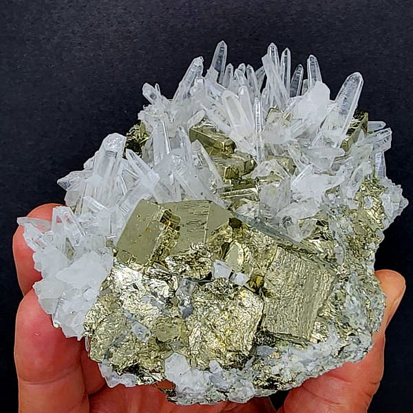 d54c551c-2abc-5963-b22c-2f63ea6b3e79-1.jpg Large Quartz Cluster with Pyrite – 1035g | Huanzala Mine, Peru